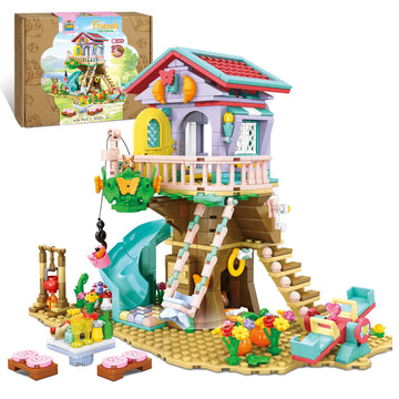 Qlt Tree House Building Set With Light Kit - Compatible With Lego Flowers Friends Friendship Treehouse Building Kit, Creative Forest Toy With A House Construction Set Gift For Kids(648Pcs)