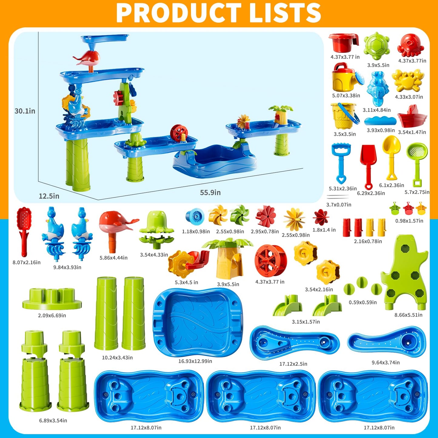 5-Tier Water Table For Toddlers Kids 3-5 4-8, Sand And Water Play Set With Rain Showers Pond, Summer Outdoor Toys Beach Toys Wat
