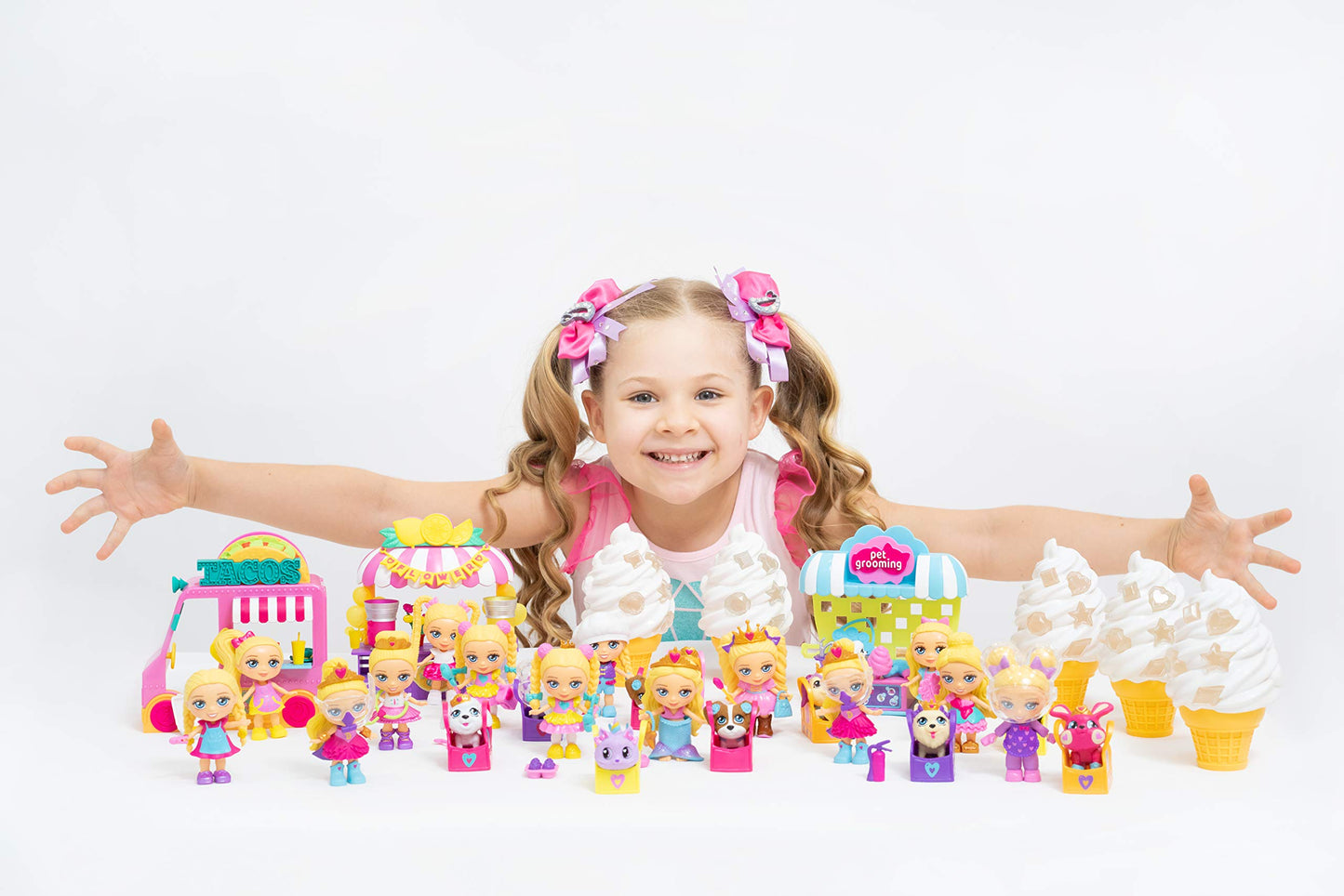 Far Out Toys Love, Diana, Kids Diana Show, Fashion Fabulous Doll With 2-In-1 Lemonade And Flower Stand Pop-Up Shop, 11 Surprise Play Pieces, Purple Lemonade Stand Flips Into Gorgeous Flower Stand, Ages 3+ (33042)