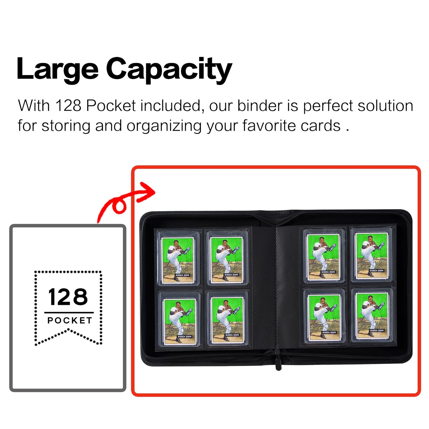 Toploader Binder  Holds 128 Top Loaders - 4 Pocket Top Loader Binder for 3 x 4 Rigid Card Holders for Trading Cards or Sports Cards  Model A - Brilliant Green