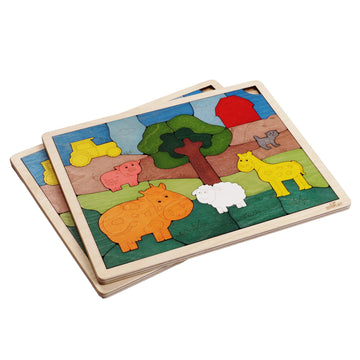Down On The Farm Wooden Puzzle, 33 Pieces, Endangered Animals, Farm Animals, For Kids Ages 3+