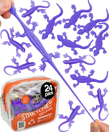 Upbrands 24 Pack Purple Super Stretchy Lizard Toys - Versatile Birthday Party Favors, Rubber Lizards For Kids, Reptile & Newt Toy, Stress-Relief Sticky & Purple Celebrations