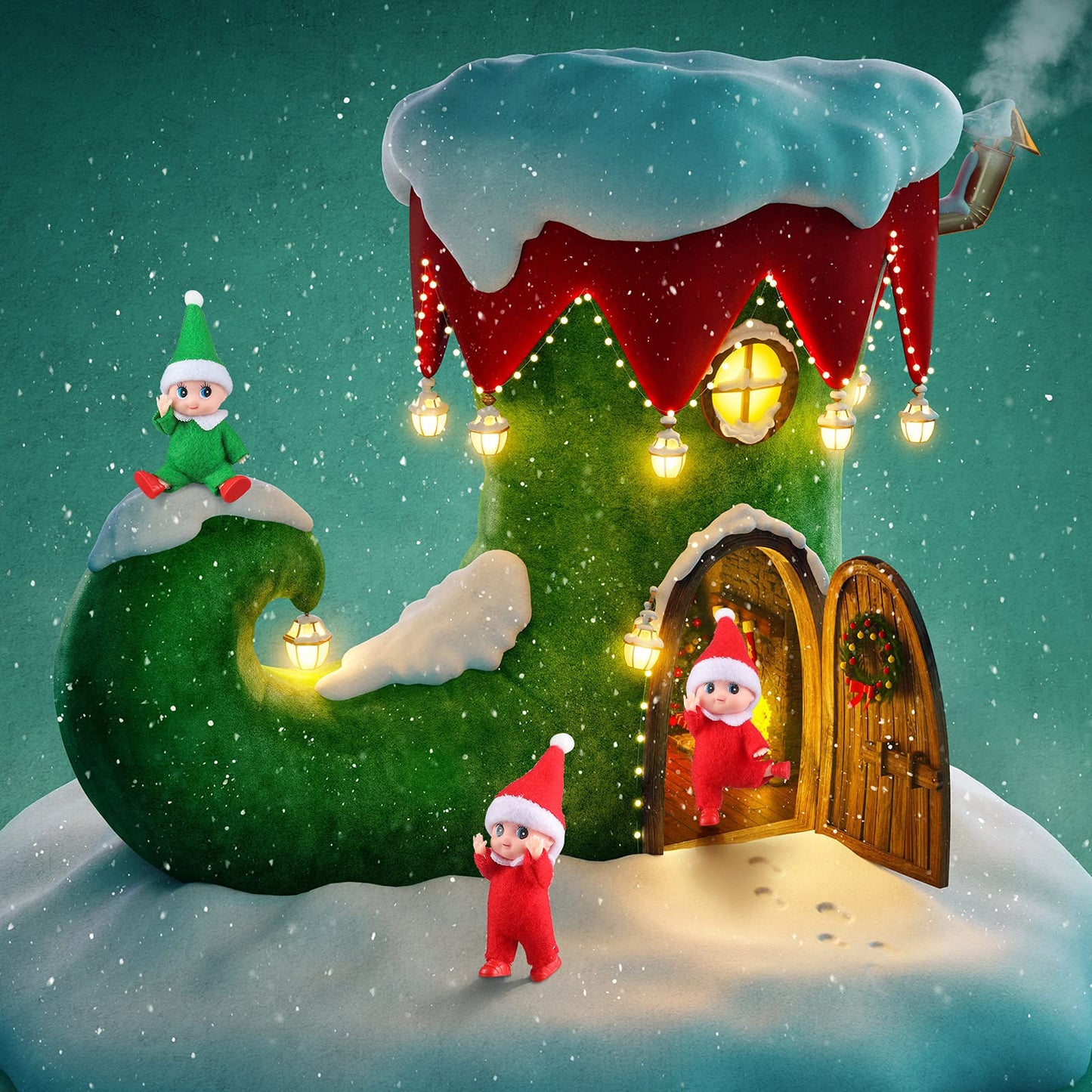 Juinipe Christmas Elf Doll Elf Doll Toy Christmas Baby Twin Elf Boy and Girl Doll Christmas Miniature Accessories for Christmas Decoration (8 Pieces)