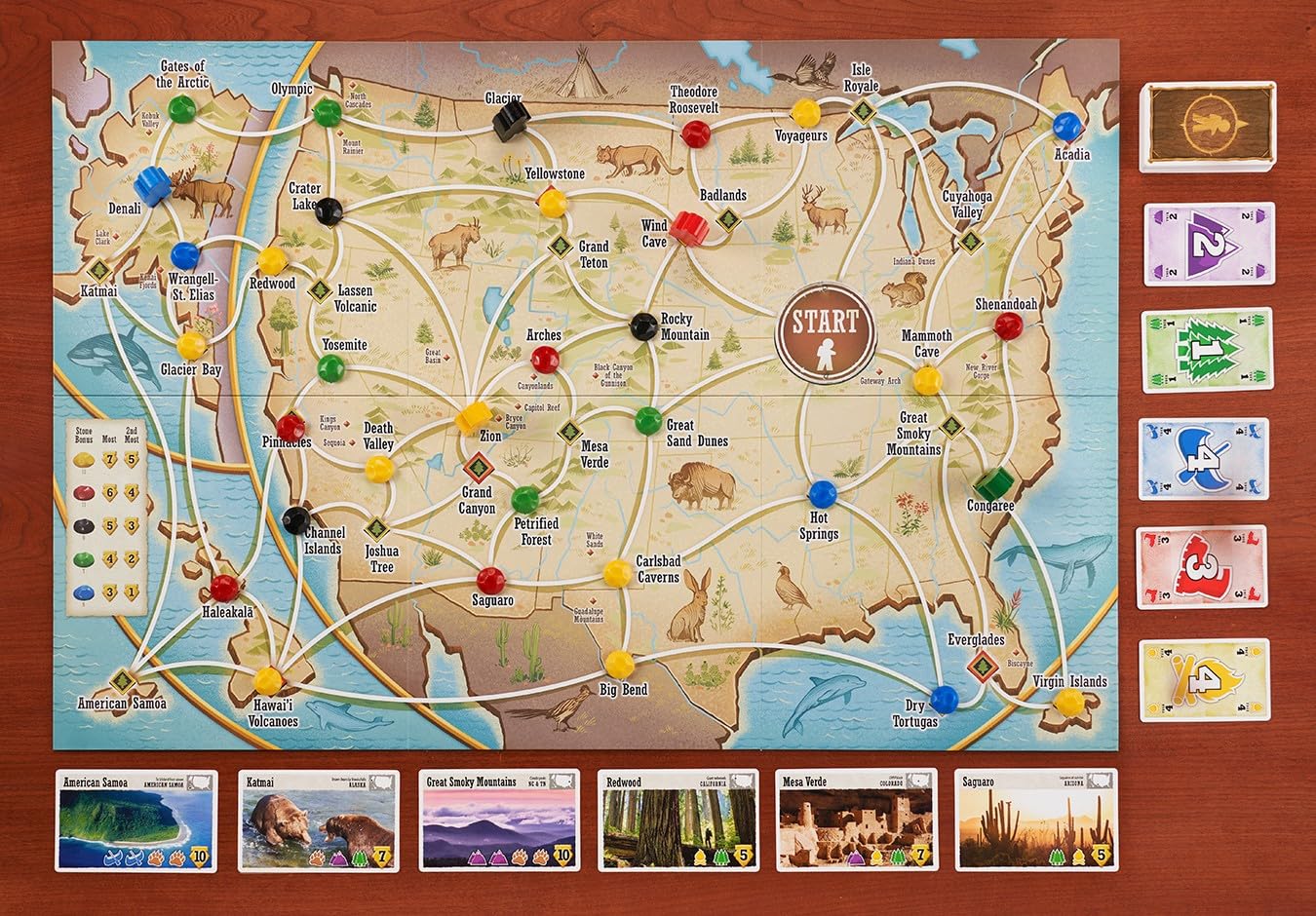 Underdog Games Trekking The National Parks Board Game - Family Fun for Ages 10+, Cardboard, 12x12x4, Multicolor, 3rd Edition