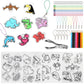 205PCS Shrink Dink Sheets Keychain Kit, Shrink Plastic Sheets with 10 Pre-Printed Shrinking Paper, 12 Colored Pencils, Scissors,