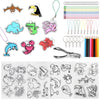 205PCS Shrink Dink Sheets Keychain Kit, Shrink Plastic Sheets with 10 Pre-Printed Shrinking Paper, 12 Colored Pencils, Scissors,
