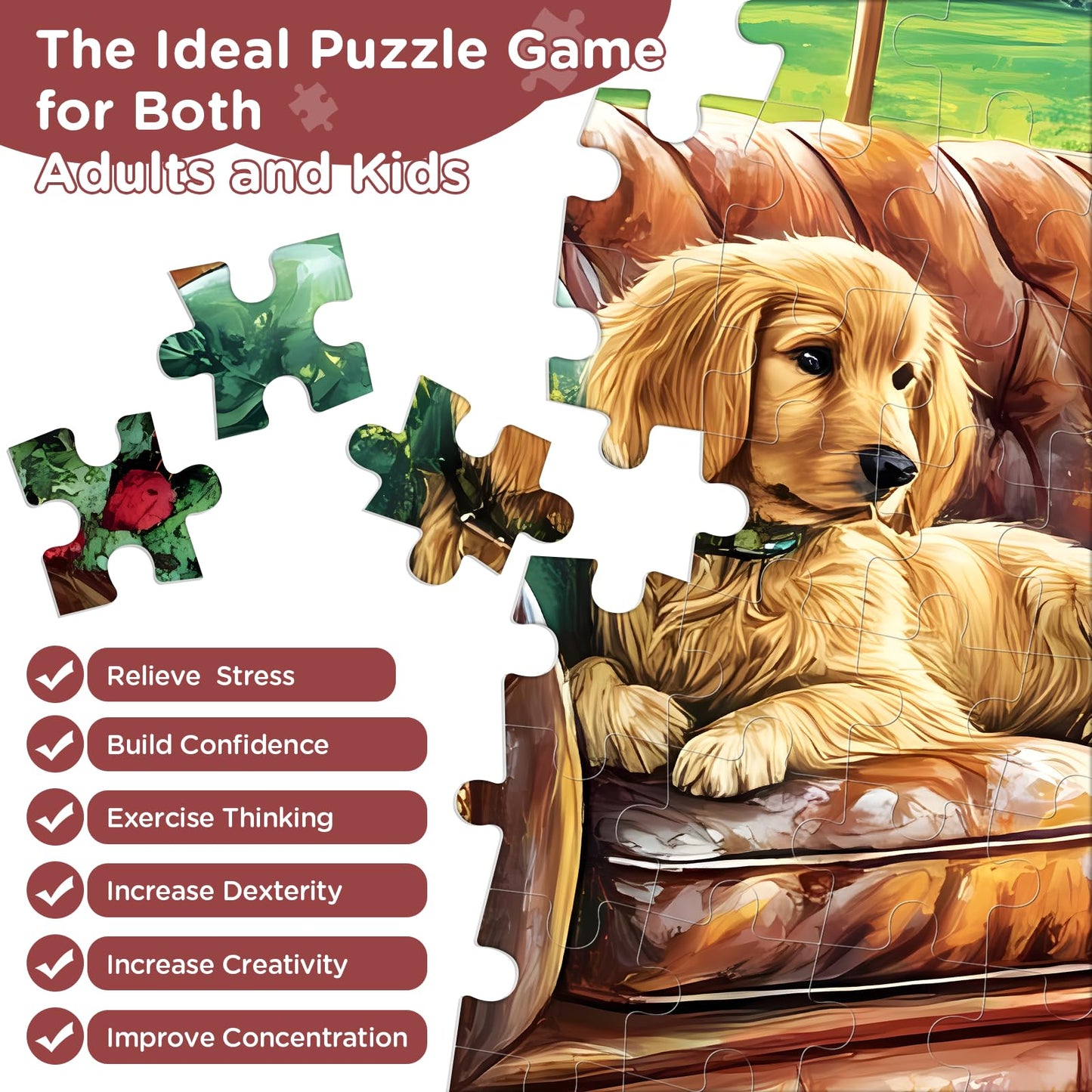 300 Pieces Jigsaw Puzzles for mature-themeds  Golden Retriever Jigsaw Puzzles for Kids mature-themeds Seniors  mature-themed Puzzles 300 Pieces  Challenging Puzzle Great Gift for Family Friends