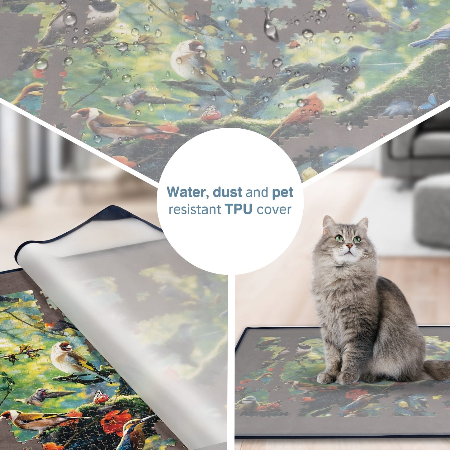 Tektalk Portable Jigsaw Puzzle Mat - Non-Slip Gray Surface, Up to 1500 Pieces, Model WGPTB010