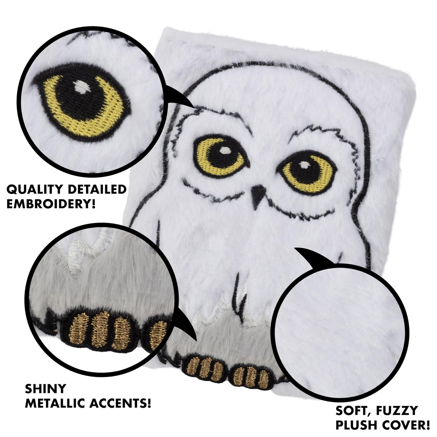Harry Potter Hedwig Owl Plush Journal Diary Kids - Cute Soft Cover Notebook W/ 216 Pages - Officially Licensed - Book & Movie Easter Basket Stuffer Gift For Kids, Girls, Boys, Teens