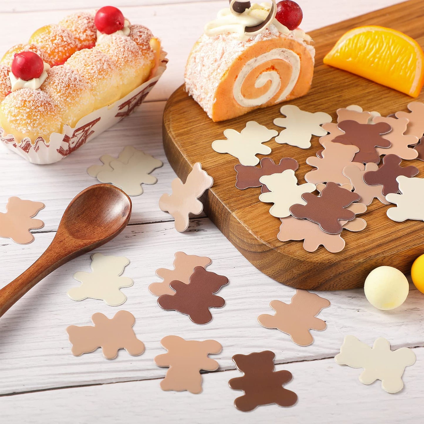 500 Pcs 1.2 Inch Bear Confetti Cream Brown Bear Shaped Baby Shower Confetti Sprinkles Scatter First Birthday Decorations for Boy