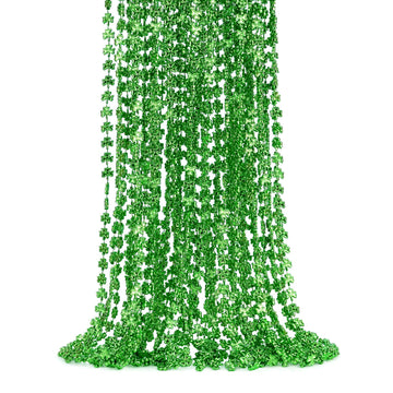 ZZYFGH 24 Pcs Shamrock Necklaces Bulk St Patricks Day Beads Necklace, Plastic Shamrock Necklaces Bulk, 33'' 7mm Green Clover-Sha