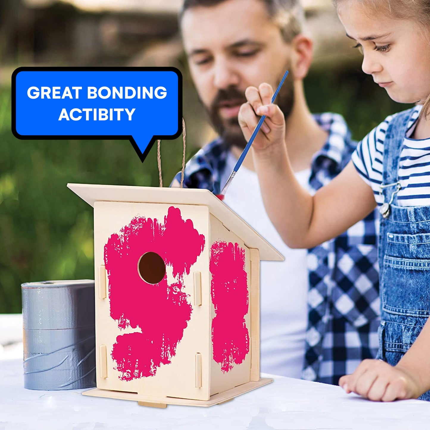 Neliblu 2 Pack Birdhouse Kits for Kids - 6.1 x 5.9 x 3.0 - DIY Craft and Garden Decoration, Pre-cut, Easy to Assemble for Birdwa