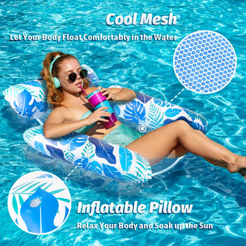 GXFCHLKJ 2 Pack Pool Floats  Pool Floats mature-themed  4 in 1 Swimming Pool Floaties Accessories Blow Up Pool Noodles  Inflatable Pool Toys Floating Hck for Summer Party Water Beach Lake