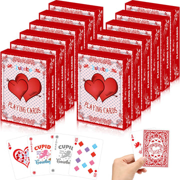 Zubebe 24 Pack Heart Playing Card Valentine'S Day Poker Cards Bulk Vintage Cupid Party Game Standard Index Decks For Adult Famil
