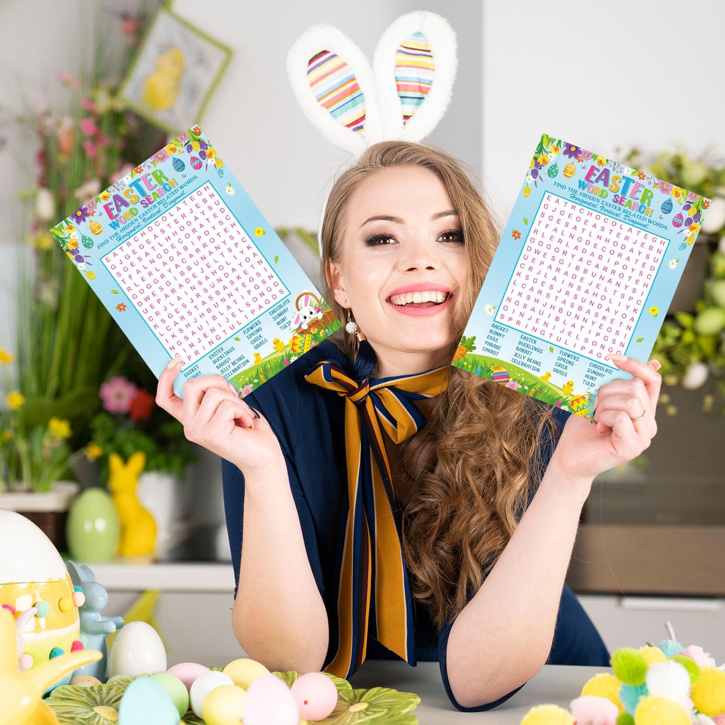 Skyygemm Easter Word Search Board Games With 10 Watercolor Pens And Answer Key 30 Players Holiday Easter Board Games For Adults