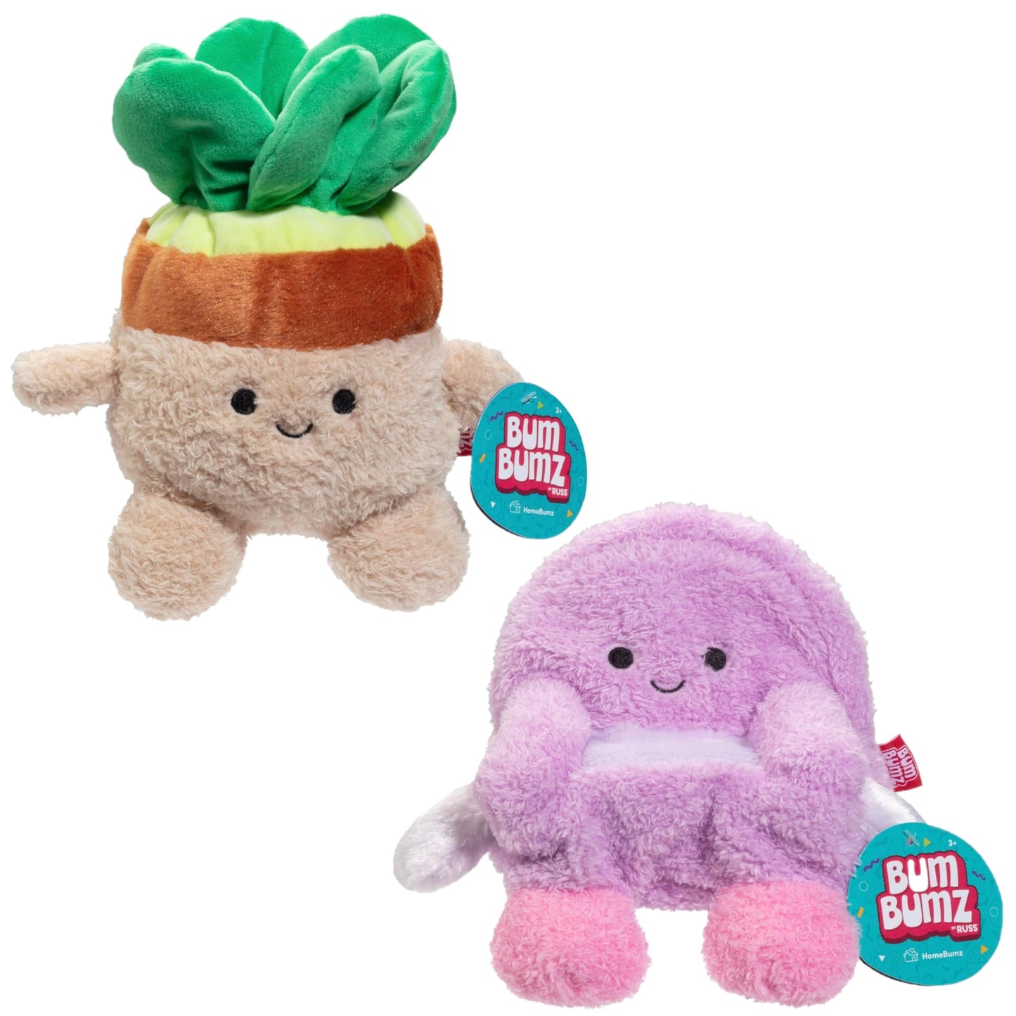 Bumbumz Large 7.5'' Recliner Ralph & Succulent Plush 2-Pack - Officially Licensed Russ Toy - Soft Stuffed Animal Beanie Figures