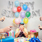 Yungsun Silver Happy Birthday Balloons Banner, 16 Inch Reusable 3D Letter Aluminum Foil Inflatable Letter Balloon Sign For Party