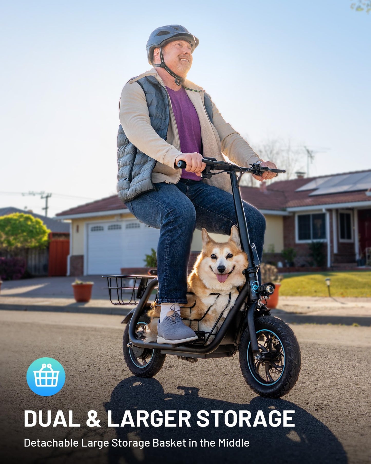 URBANMAX Electric Scooter with Seat for mature-themed 550W Motor Up to 18.6 MPH Max Range 20 Miles Includes Ample Storage Basket for Pets Dogs Items C1S