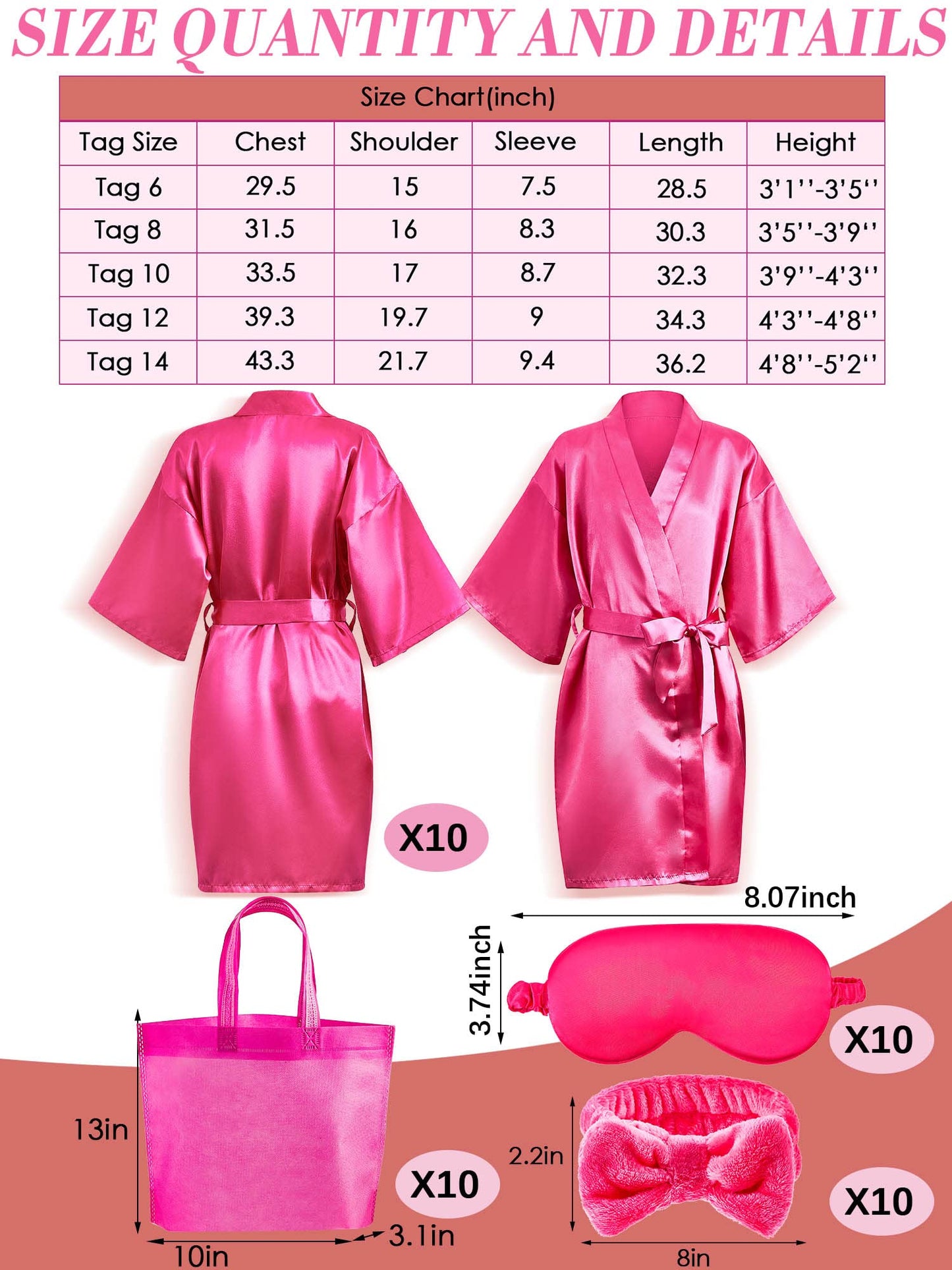 Xuhal 92 Pcs Spa Party Favors for Girls Slumber Party Supplies Kids Satin Robes Sleepover with Gift Bags for Girl Kids Birthday