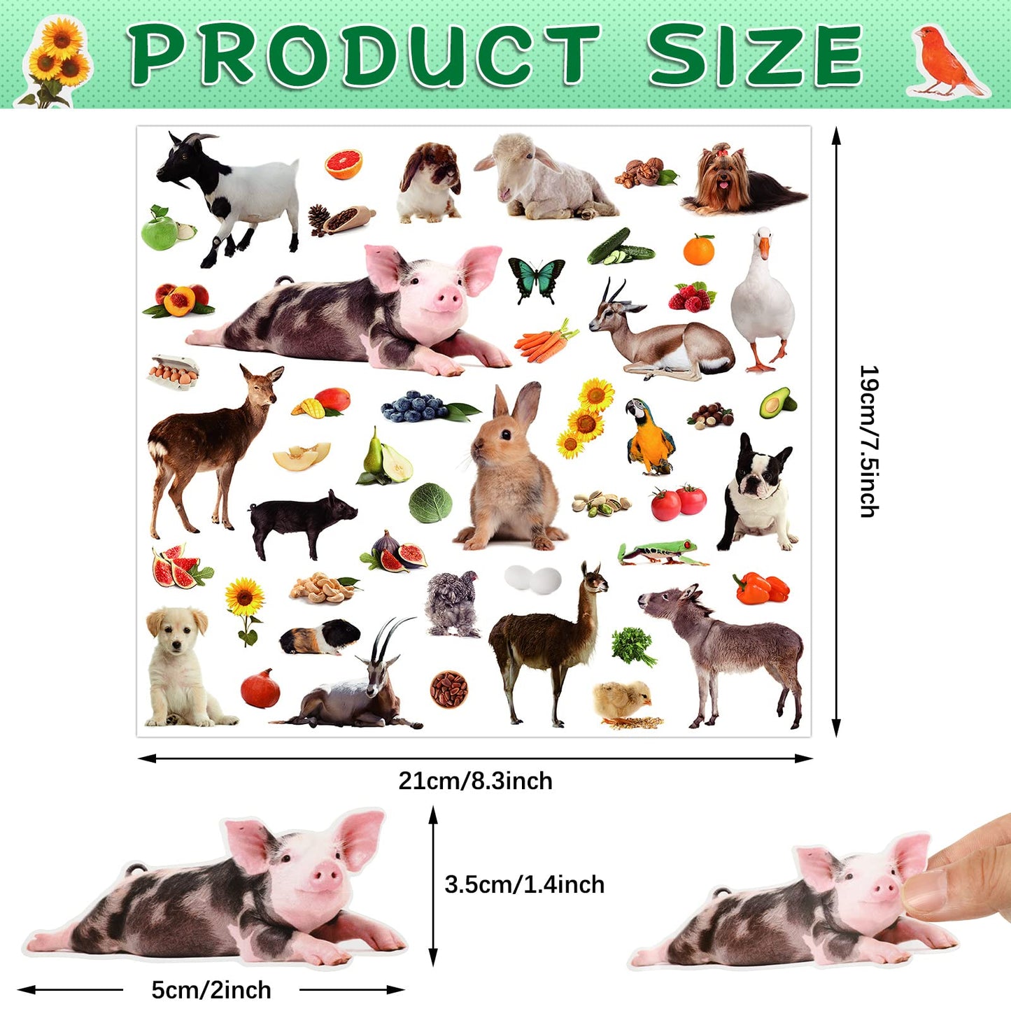 800 Pieces Jungle Animal Stickers Realistic Zoo Animal Stickers Safari Animal Stickers Sea Animal Stickers For Water Bottle Scrapbook Class Rewards Sea Animal Party Supplies (Farm Animal)