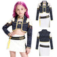 CXFEDHO Demon Costume Cute Hunter Cosplay for Girls - 2025 Pop Singer Party Performance Halloween Outfits Birthday Gift (11#blac