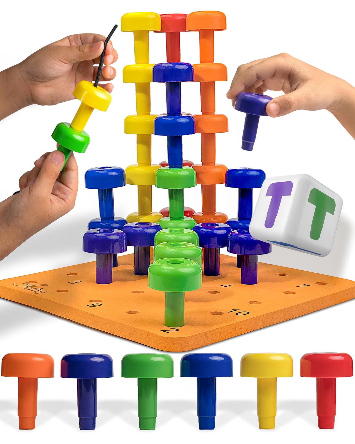 Skoolzy Peg Board Set - Montessori Toys For 2 Year Old - 33 Pc Peg Board For Kids - Occupational Therapy Toys With Pegs, Dice, Lacing String & Storage Bag - Montessori Toys For 2+ Year Old