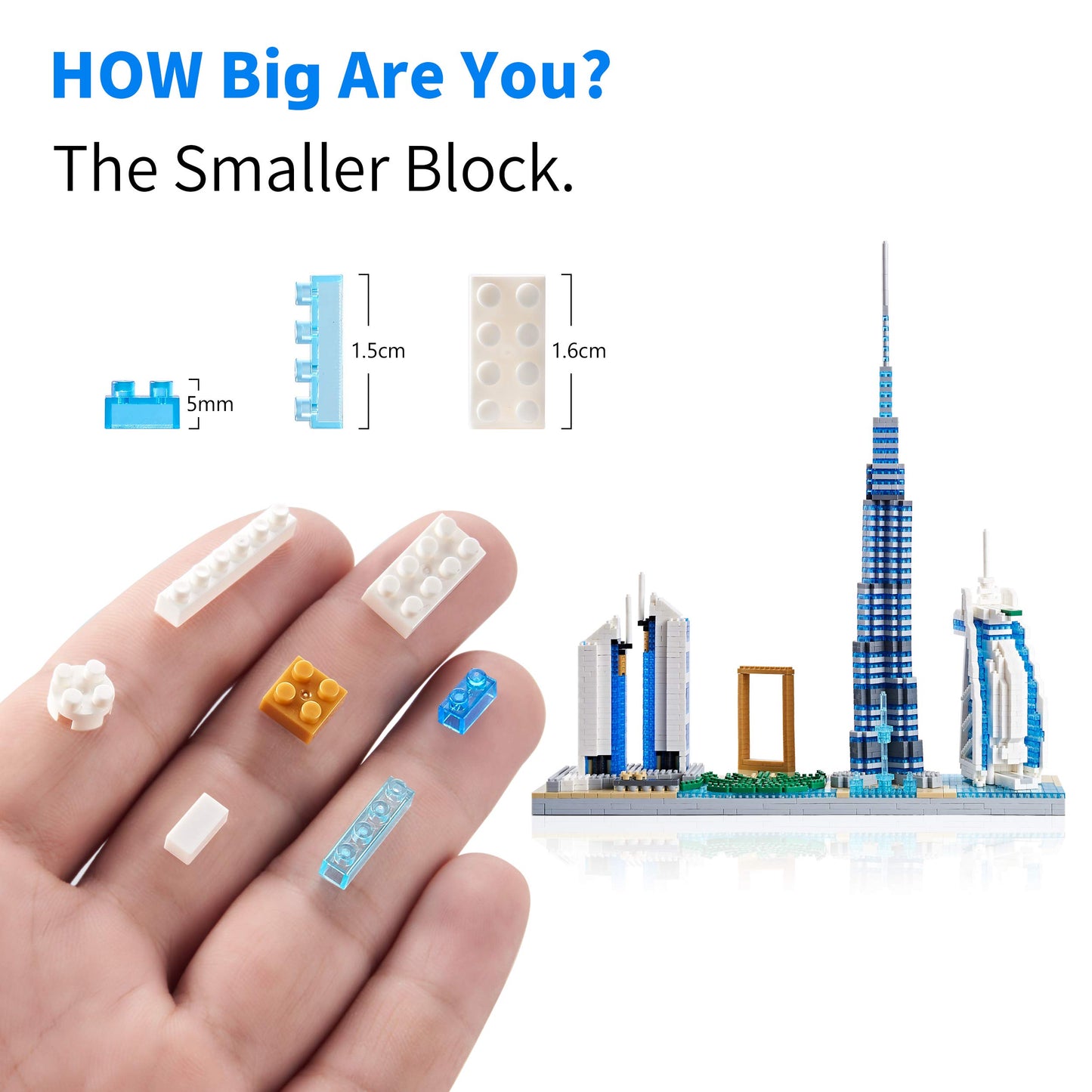 DOLBLOCK Dubai Skyline Micro Mini Blocks Set - 2545 Pieces, Plastic Model Kit for Adults and Kids, Model 8002