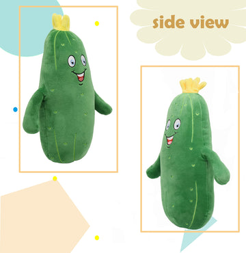 Baboli Adorable Pickle Stuffed Animal Cucumber Plush Plant With Smile Face And Yellow Corolla Pretty Cute Plushie Toy Gift For Any Pickle Lover 12 Inches (Smiling-L)