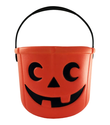 Kinrex Halloween Pumpkin Candy Bucket - Trick Or Treat Plastic Basket For Kids - Great Party Decor Favors - Orange - Measures 5.5 Inches