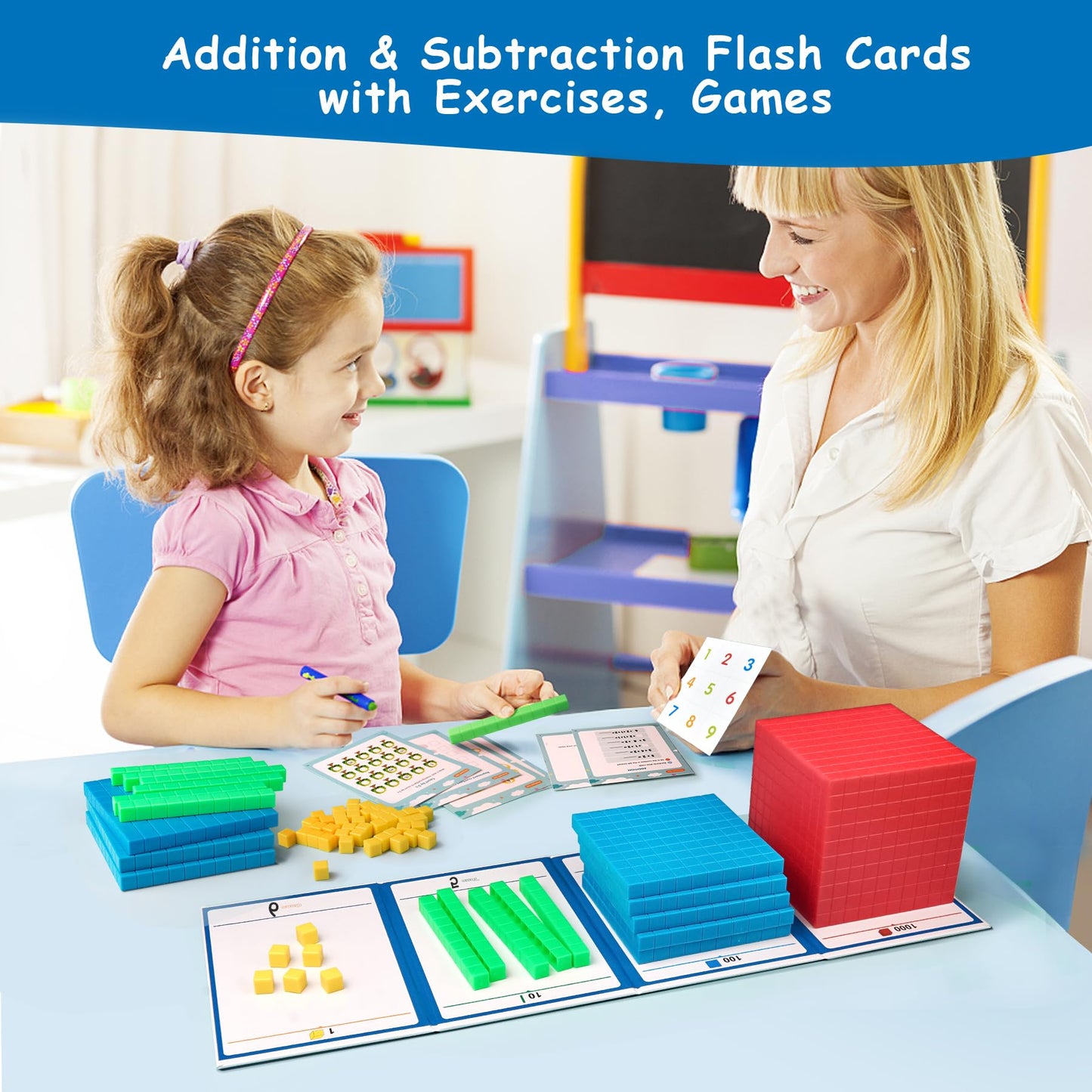 Stochastic Box Base Ten Blocks Plastic 143 Pcs Math Manipulatives Kindergarten Counting Cubes For Kids Math,Place Value Blocks F