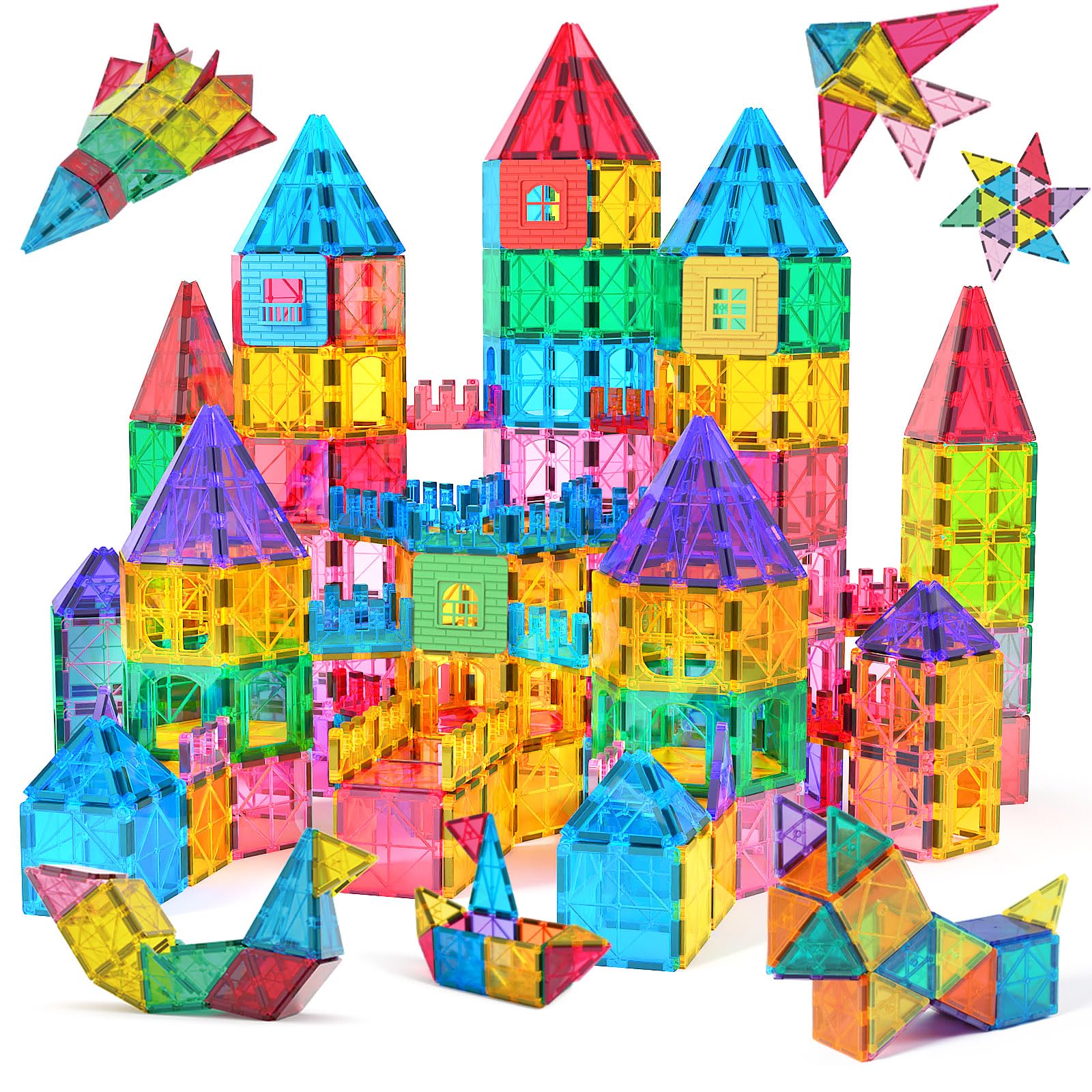 Jasonwell Magnetic Tiles Kids Magnetic Blocks Building Sets 3D Magnet Tile Building Blocks Toy Construction Educational Stem Toys Gifts For Toddlers Boys Girls 3 4 5 6 7 8 9 10 + Year Old