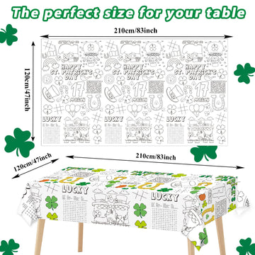 Wiooffen 47''X 82'' St. Patrick'S Day Giant Coloring Tablecloth Posters Activity For Kids, Huge Holiday Color-In Paper Poster Ta