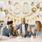 30Th Birthday Decorations Sand White Gold,30Th Birthday Balloons Beige Gold,Happy 30Th Birthday Banner With Cake Toppers Number