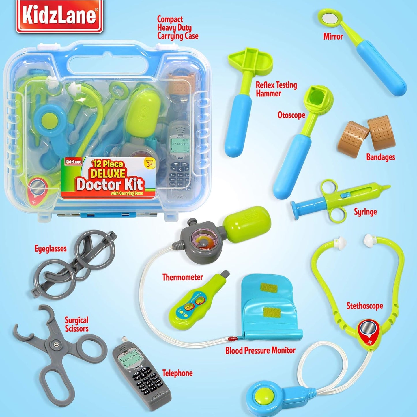 Kidzlane Doctor Kit for Kids | Kids Doctor Playset with Electronic Stethoscope | Toy Medical Kit for Kids | Pretend Play Doctor