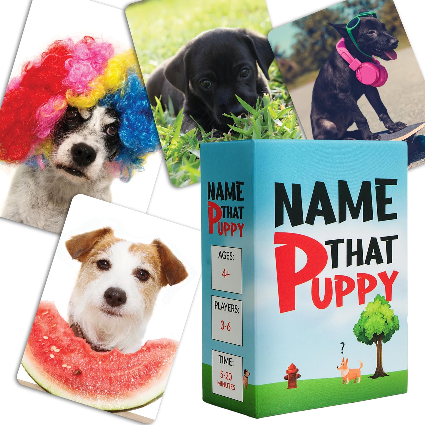 Game That Song Name That Puppy Card Game – Fun Family Game for Kids & Dog Lovers, Hilarious Group Play, Blue, Paper