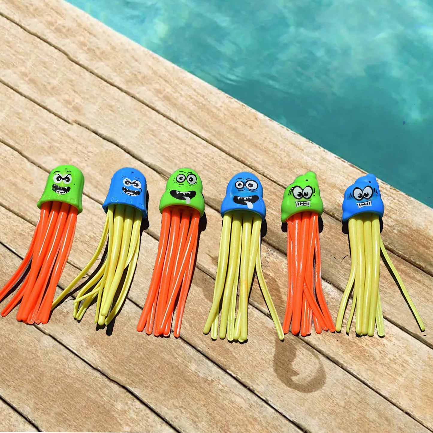 Jellyfish Dive Pool Toy Set For Kids - Pack Of 6 Colorful And Safe Underwater Diving Toys (Set Of 6 Pieces)