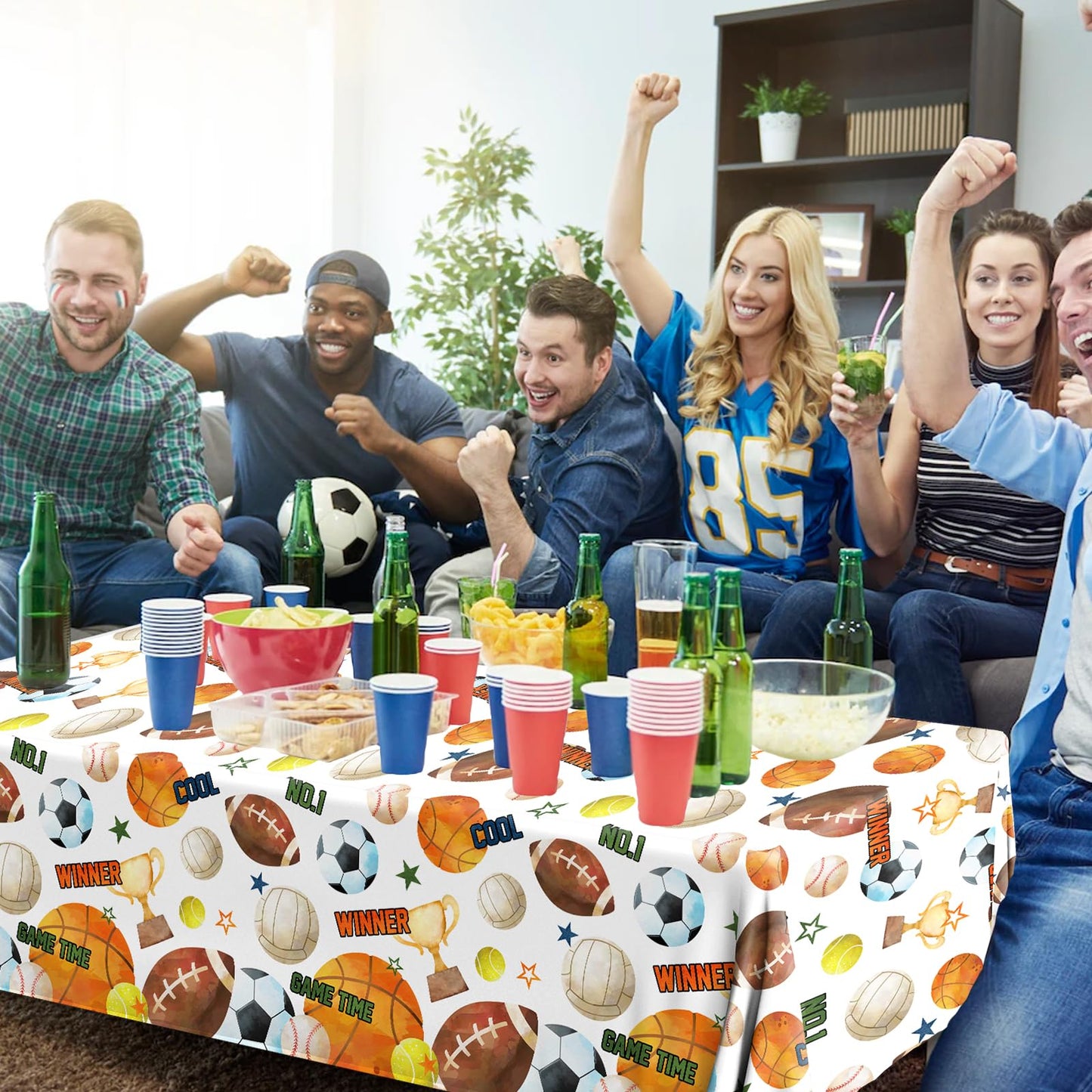 Pymurod Sports Birthday Party Decorations-3Pcs Sports Table Cloths Soccer Basketball Table Cover Baseball Football Tablecloth Fo