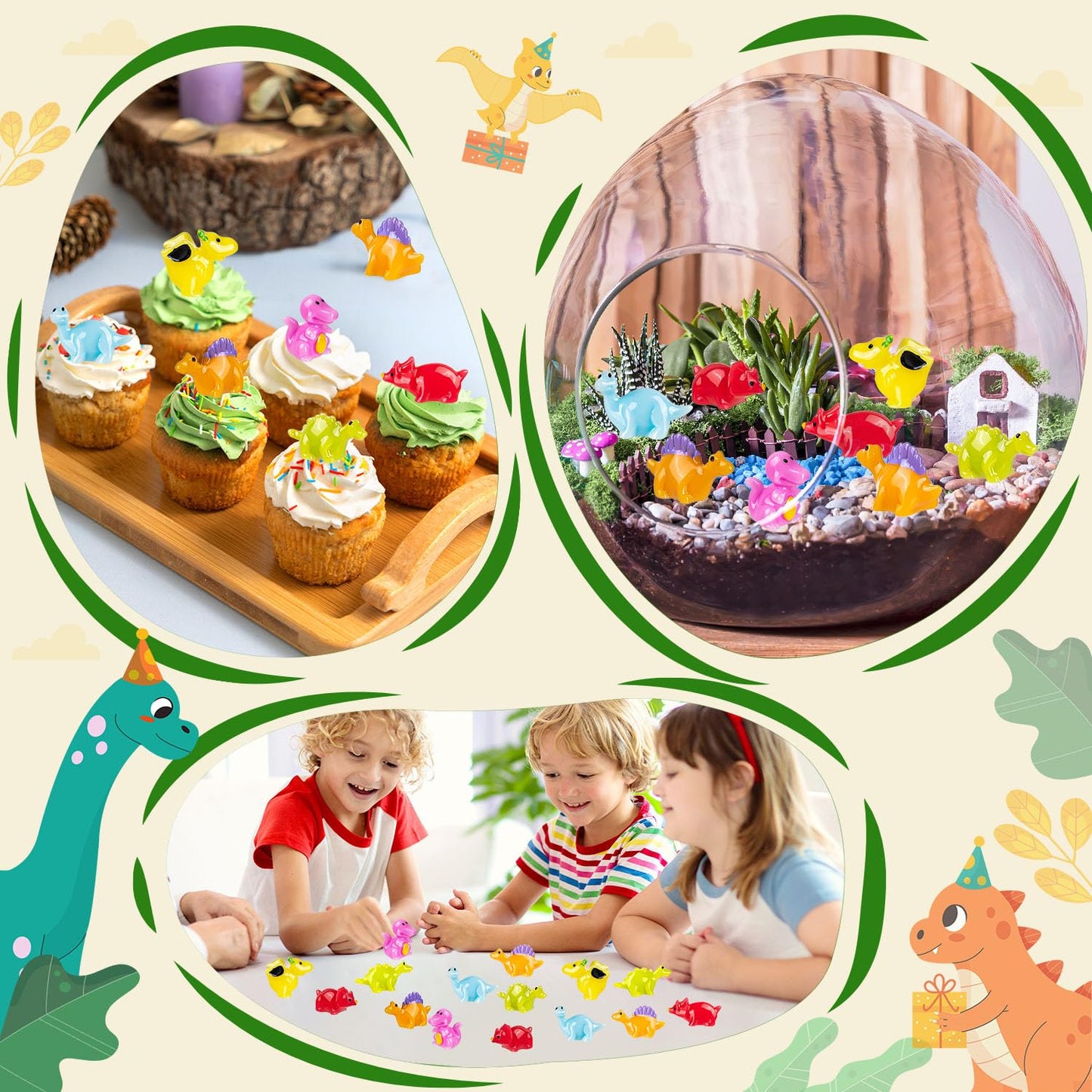 Zmltlmg 96Pcs Mini Dinosaur Figures Resin Small Dinosaur Toys Garden Mini Dinosaurs Realistic