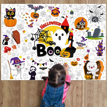 Naozinebi Halloween Boo Coloring Poster For Kids Giant Coloring Poster Large Halloween Coloring Tablecloth Jumbo Coloring Books