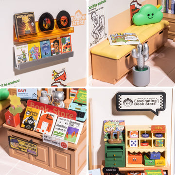 Robotime Diy Miniature House Kit - 1:24 Scale Realistic Store Kit With Led Light - Tiny Model Mini House Kit With Furniture Best Birthday Gift