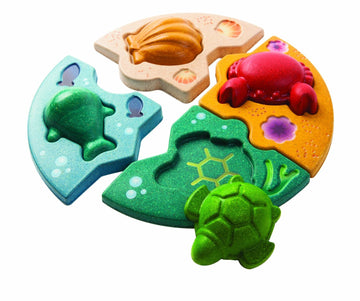 Plantoys Wooden Marine Puzzle With Ocean Life And Eco- Systems (5688) | Sustainably Made From Rubberwood And Non-Toxic Paints An