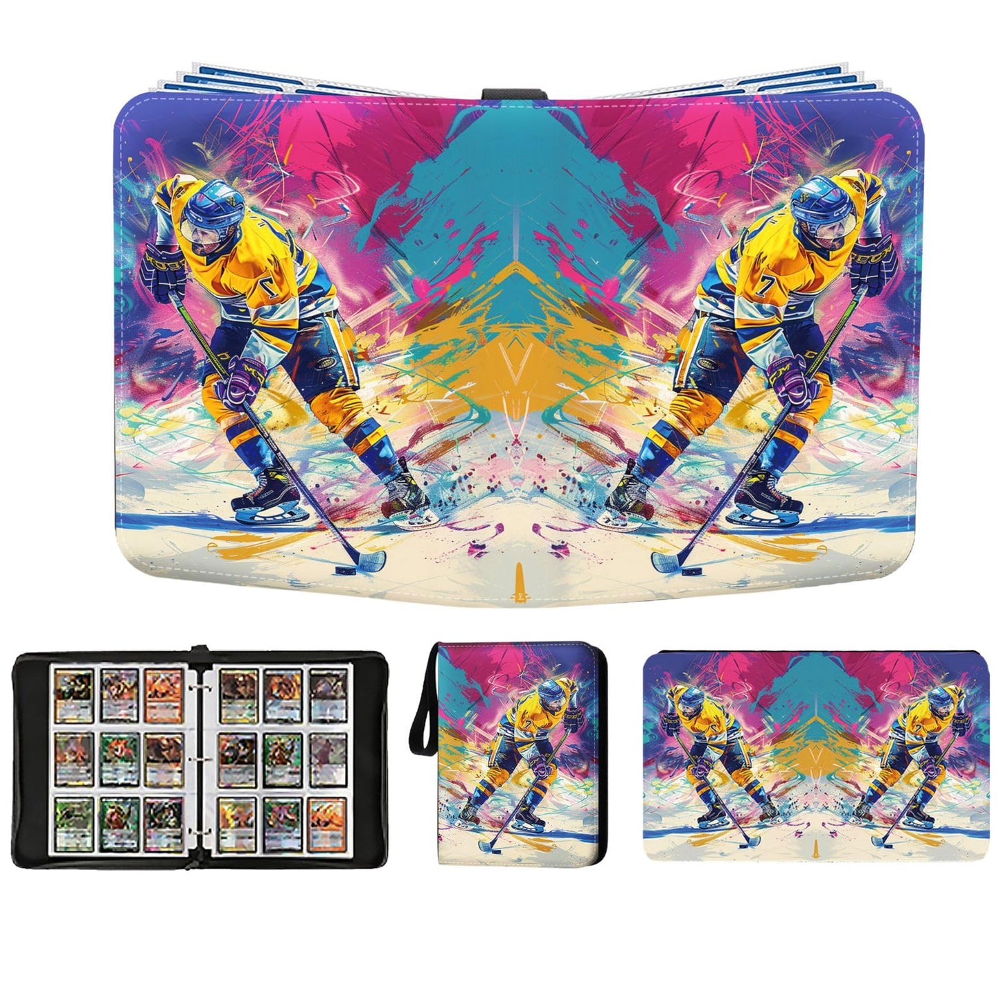 Hockey Card Binder 900 Pockets  Trading Card Binder Sports Card Binder 50 Removable Double Sided Sleeves with Zipper 3-Ring  Hockey Card Holder Baseball Football Soccer Collector Storage Album