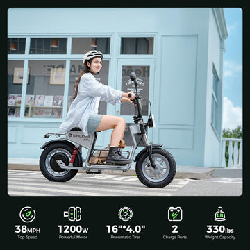 isinwheel H7Pro Electric Scooter mature-themeds  38 MPH Top Speed & 43 Miles Range  16 ' ' Fat Tire Scooter for mature-themed with Turn Signals & Mood Lights  Smart APP  1200W Powerful Motor Electric Scooter with Seat