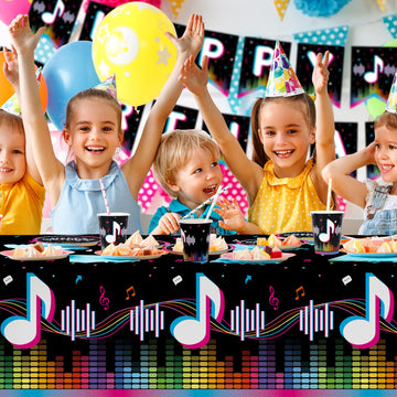 Music Party Supplies Disposable Paper Plates Napkins Cups Tablecloth And Banner For Girls Boys Music Party Birthday Decorations,