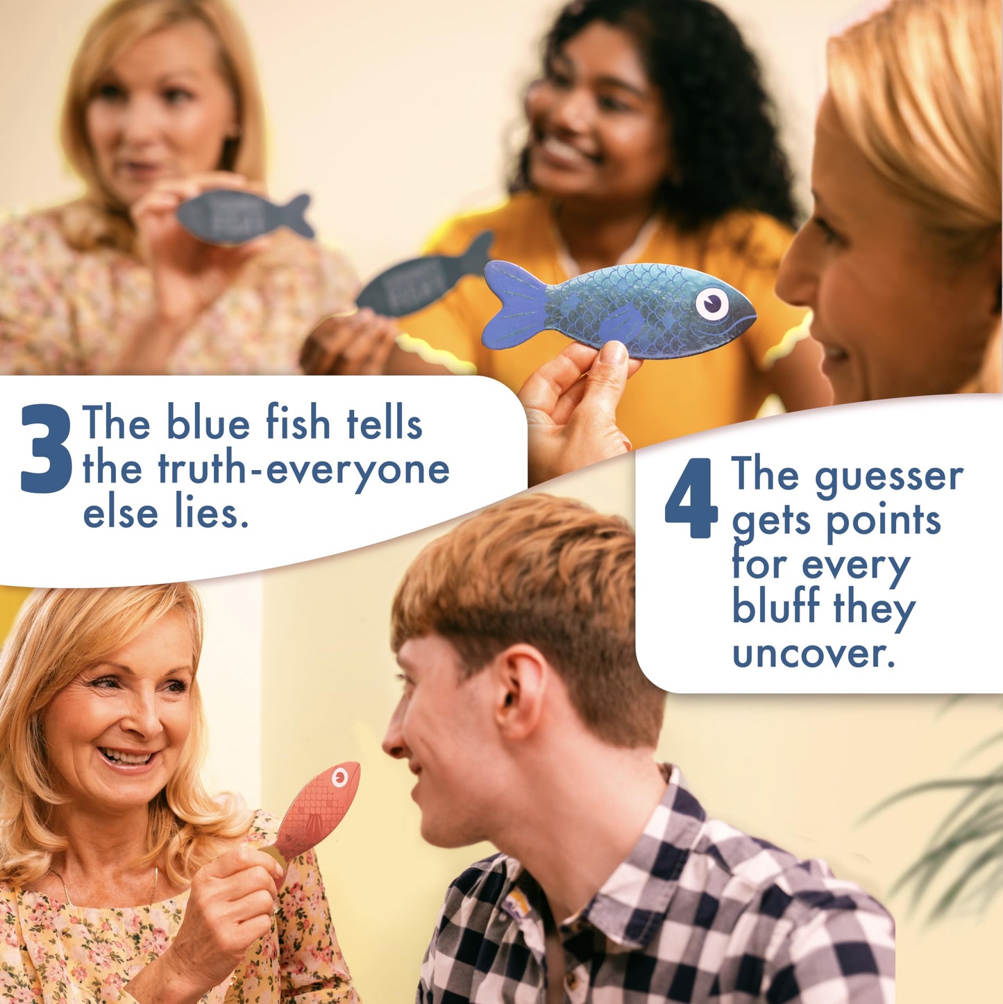 Big Potato Fishy Board Game for Kids 10+ - Bluffing Family Game, Multicolor, Cardstock, Model SFDTC01US