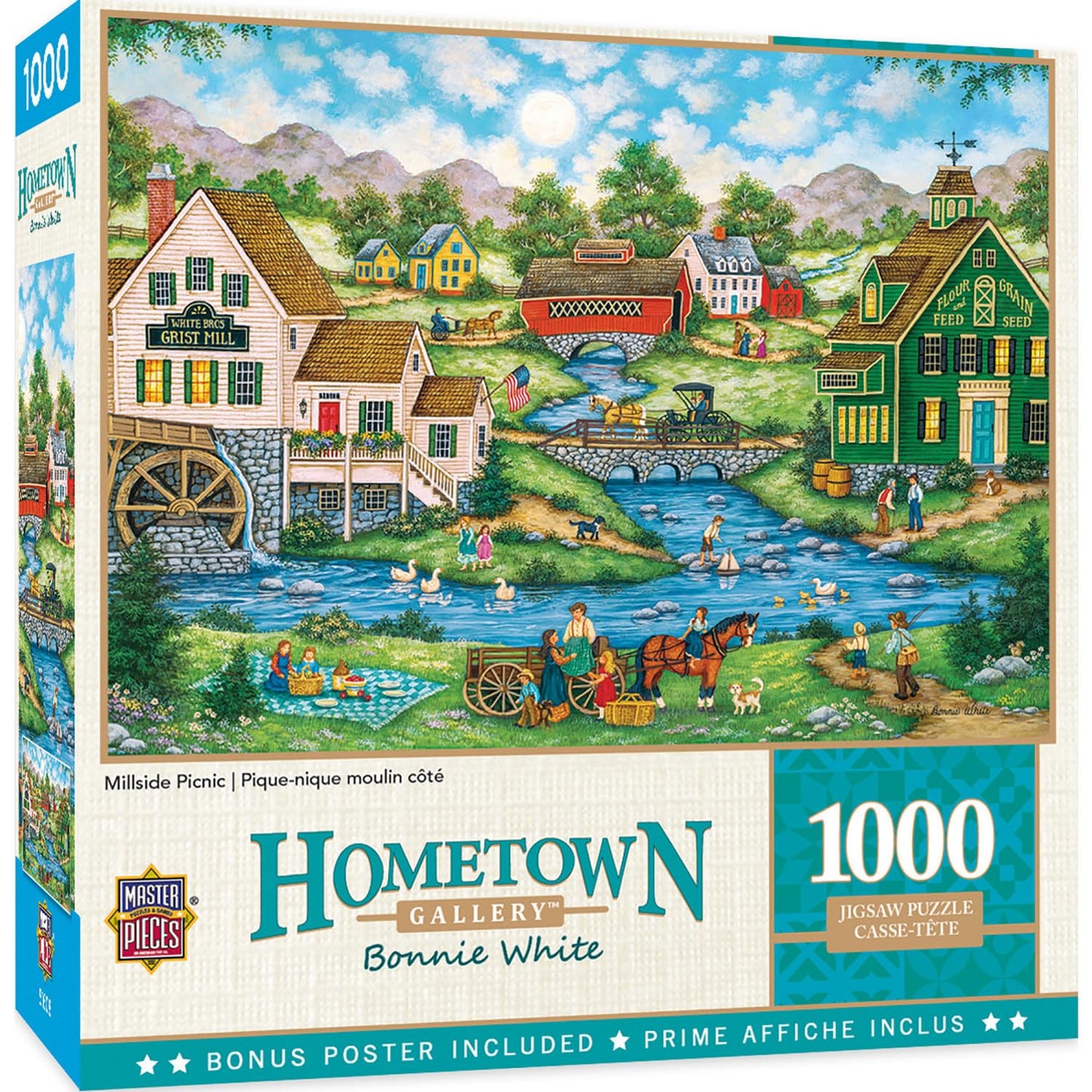Masterpieces 1000 Piece Jigsaw Puzzle for Adults, Family, Or Kids - Millside Picnic - 19.25x26.75