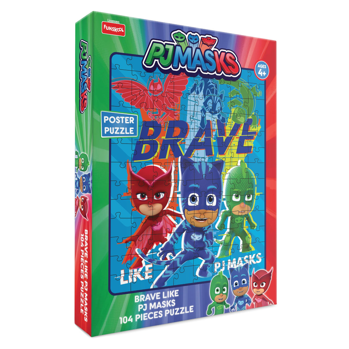 FunskoolPJ Masks  Brave Like PJ Masks 104 PCS Puzzle,Educational,104 Pieces,Puzzle,for 4 Year Old Kids and Above,Toy