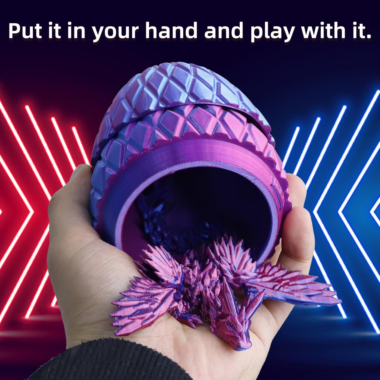 Flavery 3D Printed Dragon Egg with Dragon Inside- Flying Dragon in Diamond Egg, Easter Egg, Mystery Winged Dragon Gift, Desk Dec