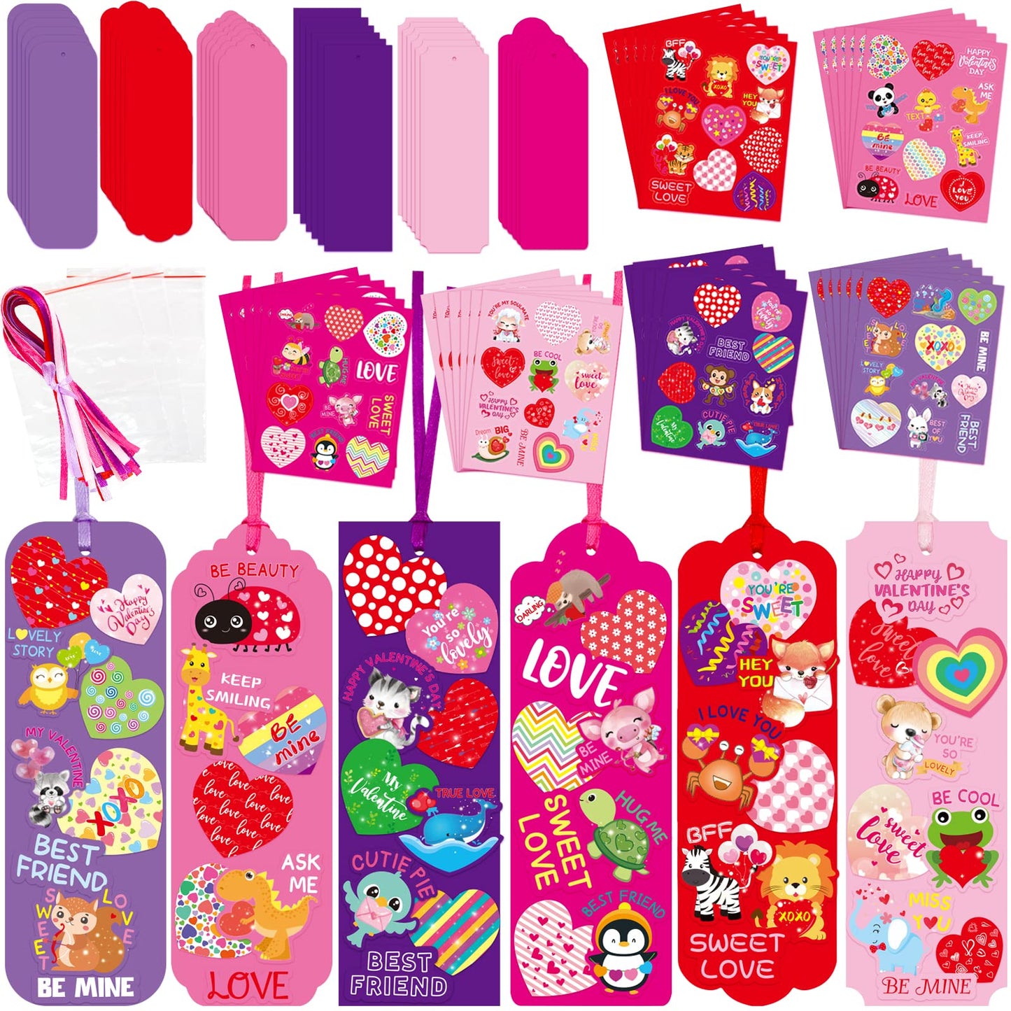 Fancy Land Valentines Bookmark Craft Kits Valentines Day Craft for Kids Classroom Home Fun Activities 30 Pack