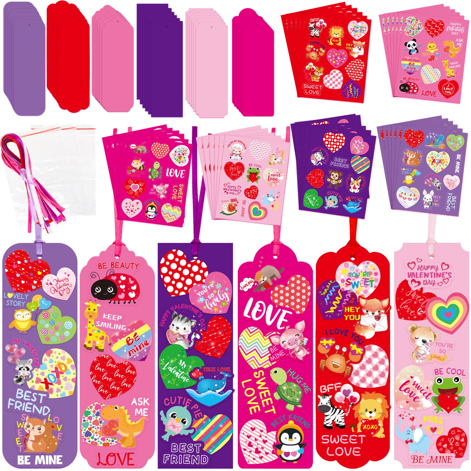 Fancy Land Valentines Bookmark Craft Kits Valentines Day Craft for Kids Classroom Home Fun Activities 30 Pack